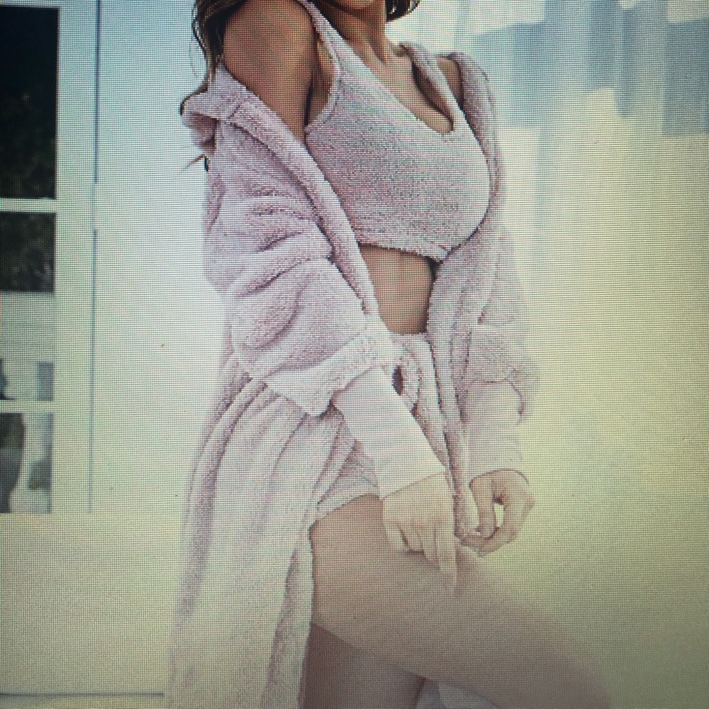 NEW Fuzzy tank top & short set with Cardigan XL